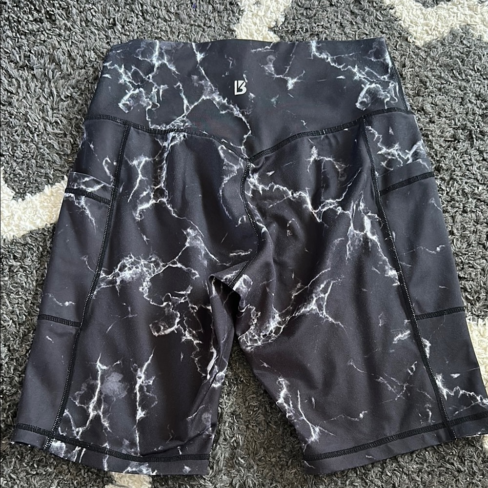 BuffBunny Black Marble Bike Shorts